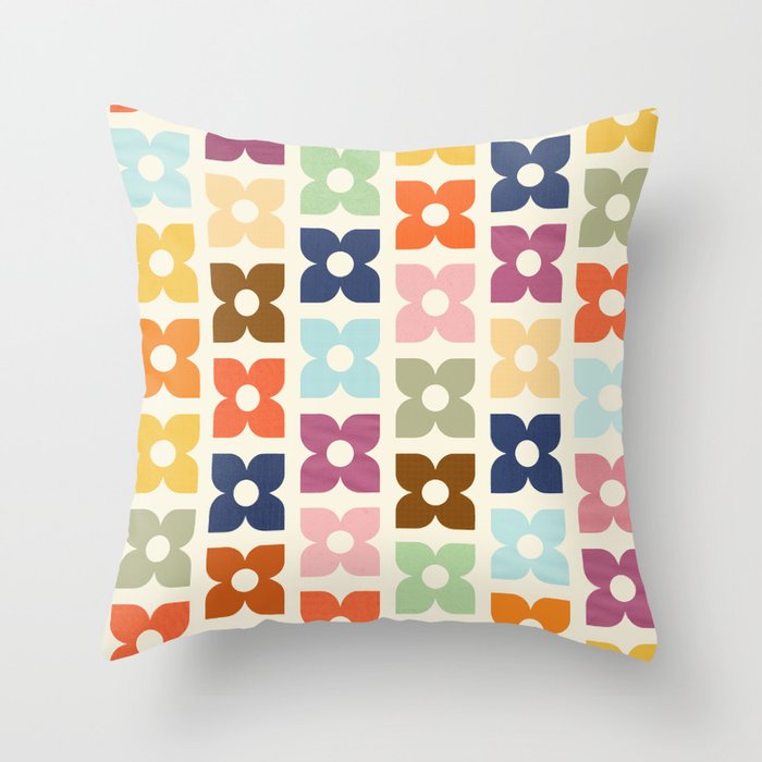 Retro Nostalgic Pastel Flowers Throw Pillow Gallery Image 6