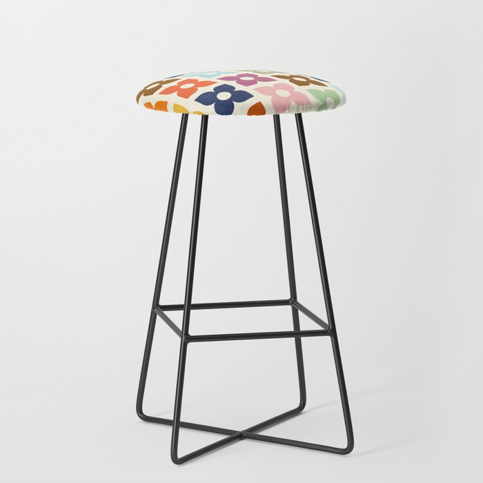 Retro Nostalgic Pastel Flowers Stool Gallery Image 1