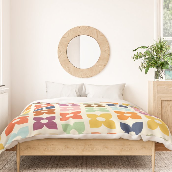 Retro Nostalgic Pastel Flowers Duvet Cover Gallery Image 3