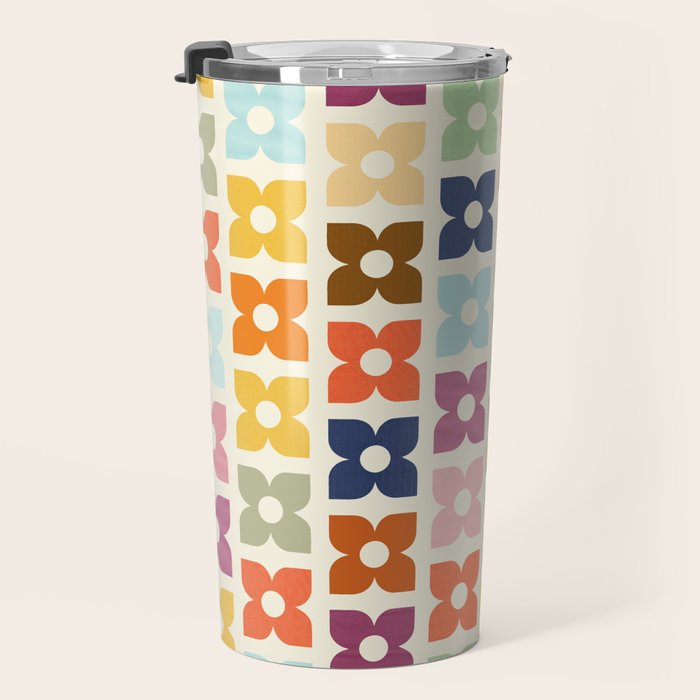 Retro Nostalgic Pastel Flowers Travel Mug Gallery Image 3