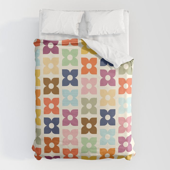 Retro Nostalgic Pastel Flowers Duvet Cover Gallery Image 1