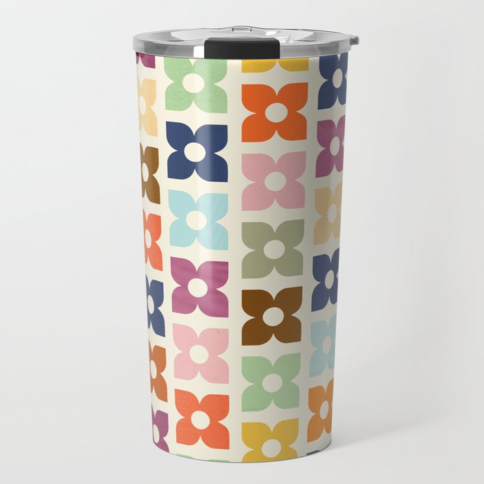 Retro Nostalgic Pastel Flowers Travel Mug Gallery Image 1