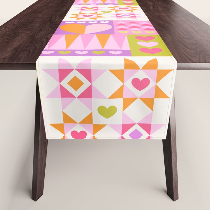 I Love You Checkerboard - Pink & Orange Table Runner Gallery Image 1