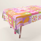 I Love You Checkerboard - Pink & Orange Tablecloth Gallery Image 1