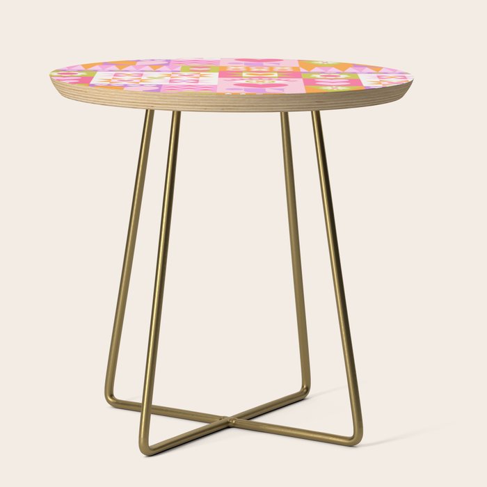 I Love You Checkerboard - Pink & Orange Side Table Gallery Image 1