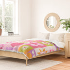 I Love You Checkerboard - Pink & Orange Duvet Cover Gallery Image 2