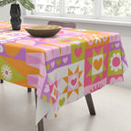 I Love You Checkerboard - Pink & Orange Tablecloth Gallery Image 3