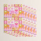 I Love You Checkerboard - Pink & Orange Wrapping Paper Gallery Image 3