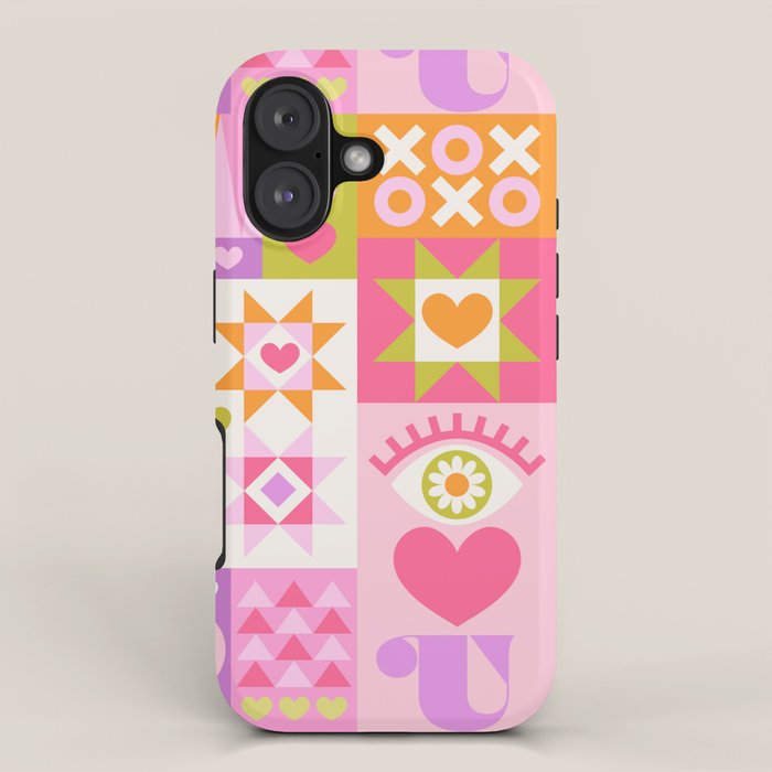 I Love You Checkerboard - Pink & Orange iPhone Case Gallery Image 1