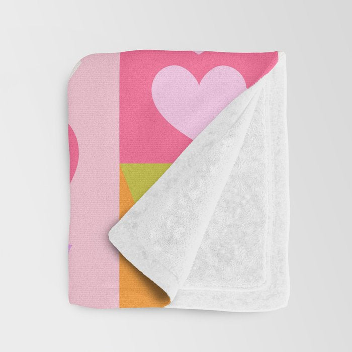 I Love You Checkerboard - Pink & Orange Throw Blanket Gallery Image 3