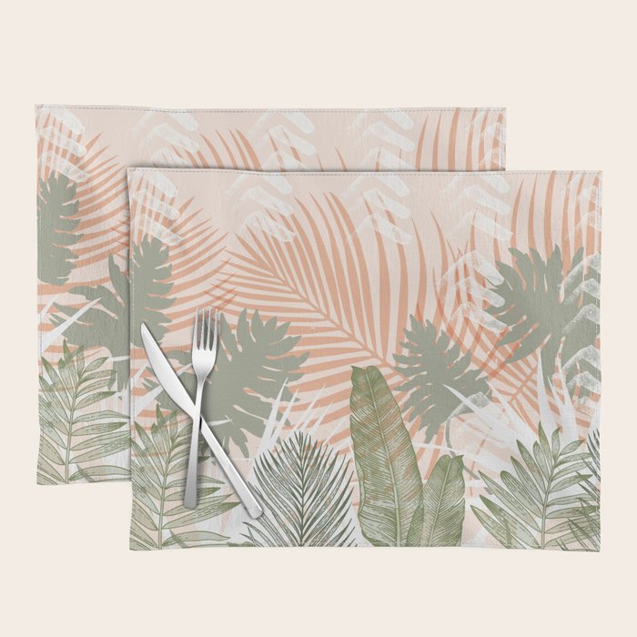 Abstract tropical plants pastel Placemat Gallery Image 1
