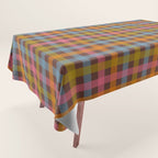 Eclectic Gingham Plaid Cozy Multicolored Checkered Pattern with Brown Tablecloth Gallery Image 1