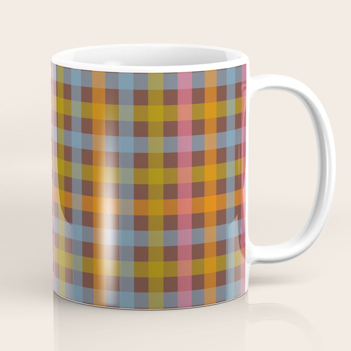 Eclectic Gingham Plaid Cozy Multicolored Checkered Pattern with Brown Coffee Mug Gallery Image 1