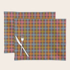 Eclectic Gingham Plaid Cozy Multicolored Checkered Pattern with Brown Placemat Gallery Image 1