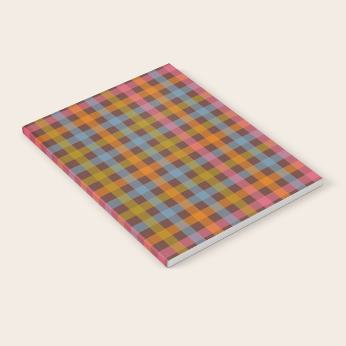 Eclectic Gingham Plaid Cozy Multicolored Checkered Pattern with Brown Notebook Gallery Image 2