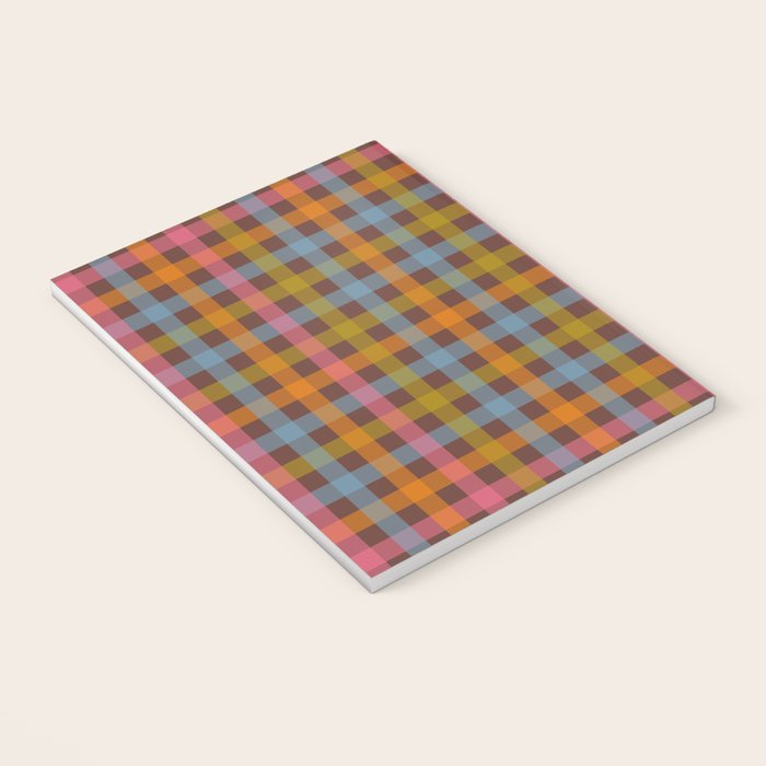 Eclectic Gingham Plaid Cozy Multicolored Checkered Pattern with Brown Notebook Gallery Image 3