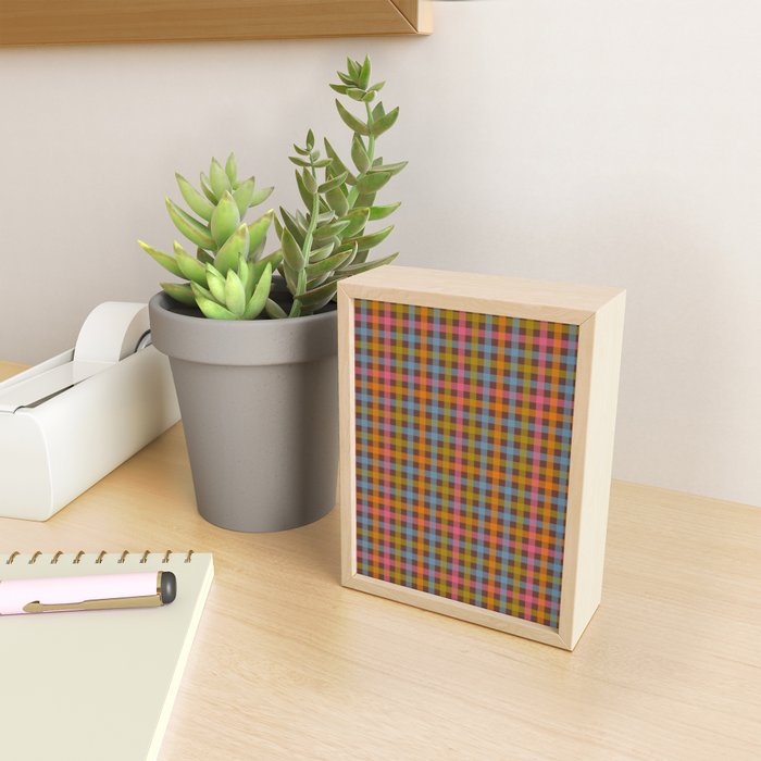Eclectic Gingham Plaid Cozy Multicolored Checkered Pattern with Brown Mini Art Print Gallery Image 2