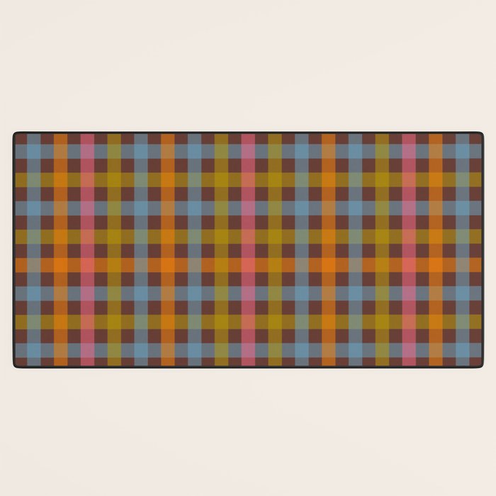 Eclectic Gingham Plaid Cozy Multicolored Checkered Pattern with Brown Desk Mat Gallery Image 3