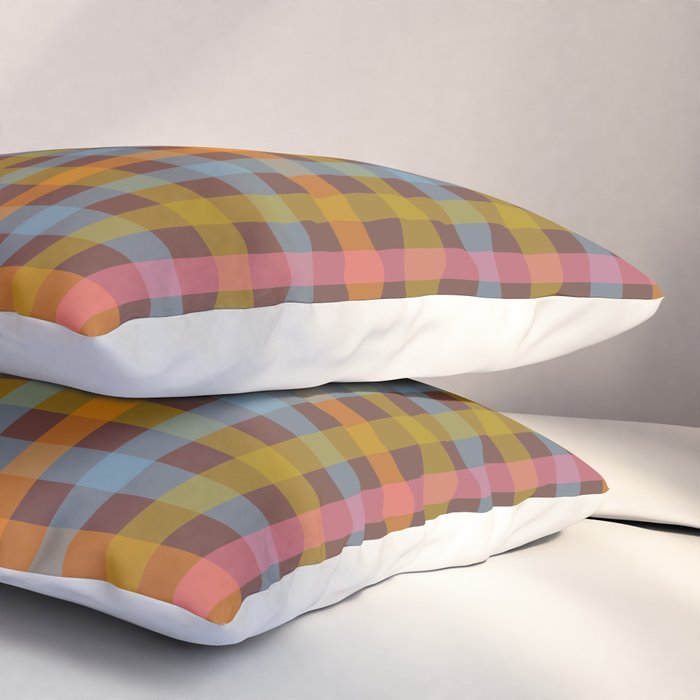 Eclectic Gingham Plaid Cozy Multicolored Checkered Pattern with Brown Pillow Sham Gallery Image 3