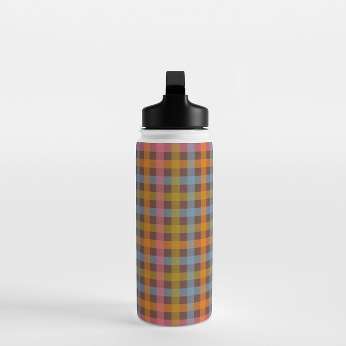 Eclectic Gingham Plaid Cozy Multicolored Checkered Pattern with Brown Water Bottle Gallery Image 3