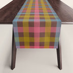 Eclectic Gingham Plaid Cozy Multicolored Checkered Pattern with Brown Table Runner Gallery Image 1