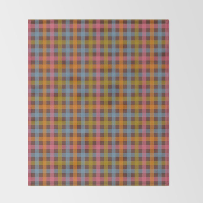 Eclectic Gingham Plaid Cozy Multicolored Checkered Pattern with Brown Throw Blanket Gallery Image 2