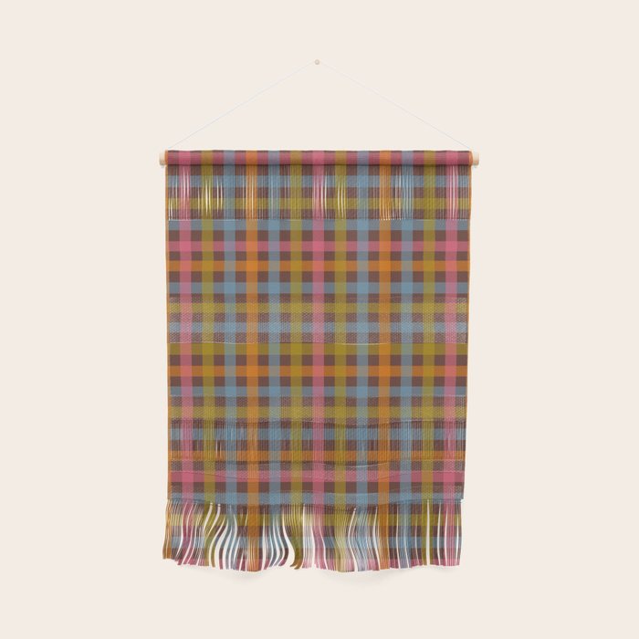 Eclectic Gingham Plaid Cozy Multicolored Checkered Pattern with Brown Wall Hanging Gallery Image 1