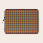 Eclectic Gingham Plaid Cozy Multicolored Checkered Pattern with Brown Laptop Sleeve Gallery Image 1