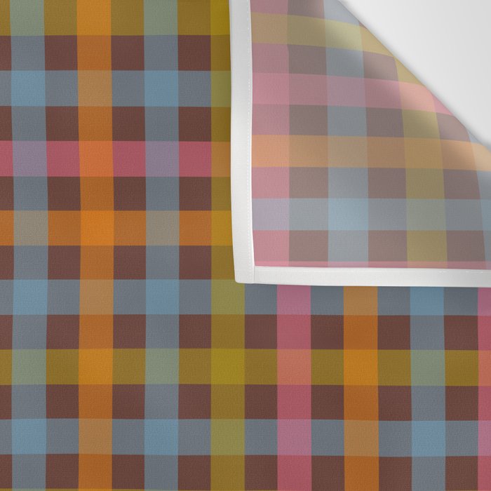 Eclectic Gingham Plaid Cozy Multicolored Checkered Pattern with Brown Wall Tapestry Gallery Image 3