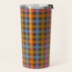 Eclectic Gingham Plaid Cozy Multicolored Checkered Pattern with Brown Travel Mug Gallery Image 2