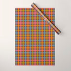 Eclectic Gingham Plaid Cozy Multicolored Checkered Pattern with Brown Wrapping Paper Gallery Image 1