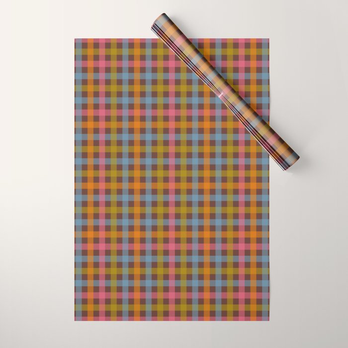 Eclectic Gingham Plaid Cozy Multicolored Checkered Pattern with Brown Wrapping Paper Gallery Image 1