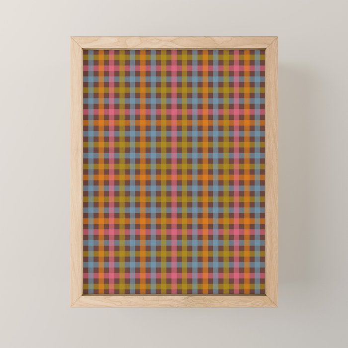 Eclectic Gingham Plaid Cozy Multicolored Checkered Pattern with Brown Mini Art Print Gallery Image 1