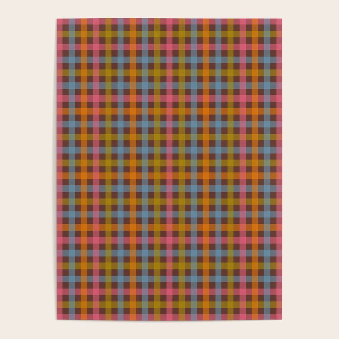 Eclectic Gingham Plaid Cozy Multicolored Checkered Pattern with Brown Poster Gallery Image 4