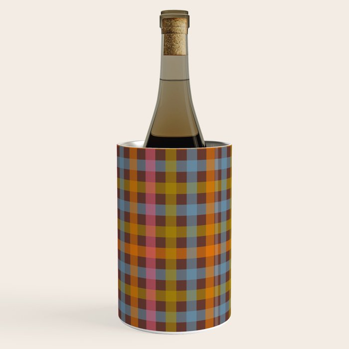 Eclectic Gingham Plaid Cozy Multicolored Checkered Pattern with Brown Wine Chiller Gallery Image 2