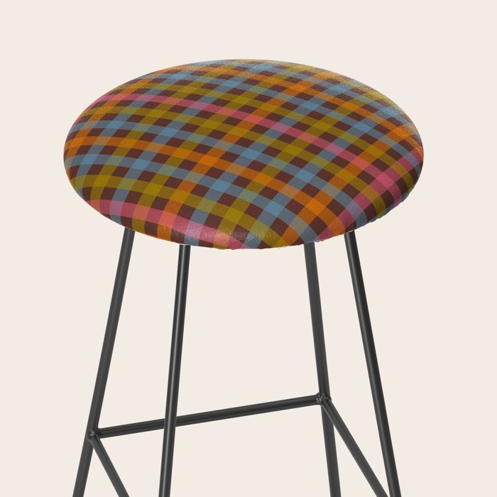 Eclectic Gingham Plaid Cozy Multicolored Checkered Pattern with Brown Stool Gallery Image 2