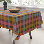 Eclectic Gingham Plaid Cozy Multicolored Checkered Pattern with Brown Tablecloth Gallery Image 3