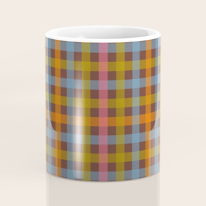 Eclectic Gingham Plaid Cozy Multicolored Checkered Pattern with Brown Coffee Mug Gallery Image 4