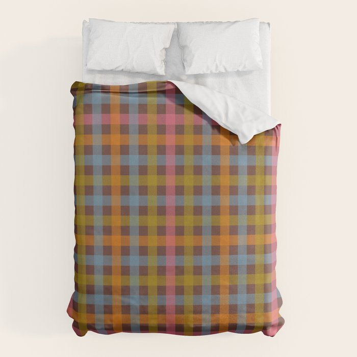 Eclectic Gingham Plaid Cozy Multicolored Checkered Pattern with Brown Duvet Cover Gallery Image 6