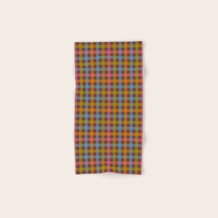 Eclectic Gingham Plaid Cozy Multicolored Checkered Pattern with Brown Bath Towel Gallery Image 1