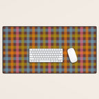 Eclectic Gingham Plaid Cozy Multicolored Checkered Pattern with Brown Desk Mat Gallery Image 1