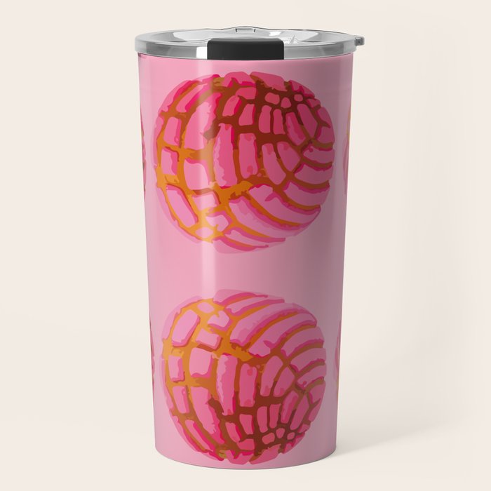 Pink concha bread mexican concha pan dulce mexican food lover Travel Mug Gallery Image 1