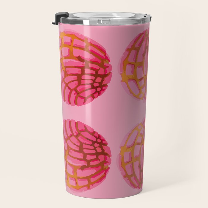 Pink concha bread mexican concha pan dulce mexican food lover Travel Mug Gallery Image 3