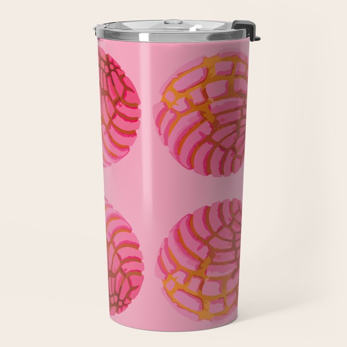 Pink concha bread mexican concha pan dulce mexican food lover Travel Mug Gallery Image 2
