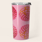 Pink concha bread mexican concha pan dulce mexican food lover Travel Mug Gallery Image 2