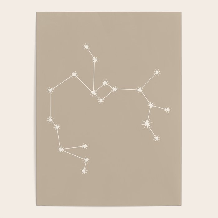 Sagittarius Zodiac Star Constellation Line Art Beige Poster Gallery Image 4