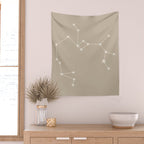 Sagittarius Zodiac Star Constellation Line Art Beige Wall Tapestry Gallery Image 2