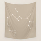 Sagittarius Zodiac Star Constellation Line Art Beige Wall Tapestry Gallery Image 4
