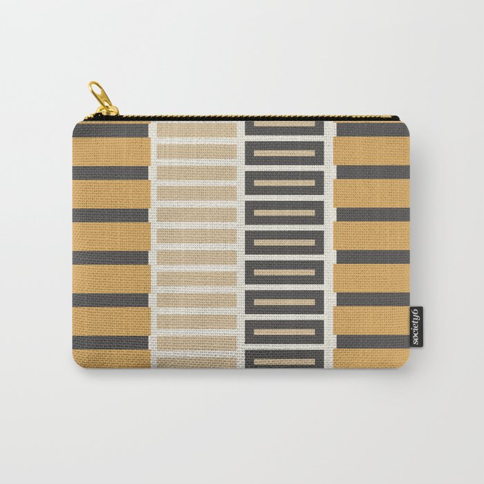 Retro Contemporary Block Stripes in Charcoal Ochre Carry All Pouch Gallery Image 1