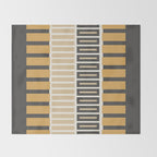 Retro Contemporary Block Stripes in Charcoal Ochre Throw Blanket Gallery Image 2